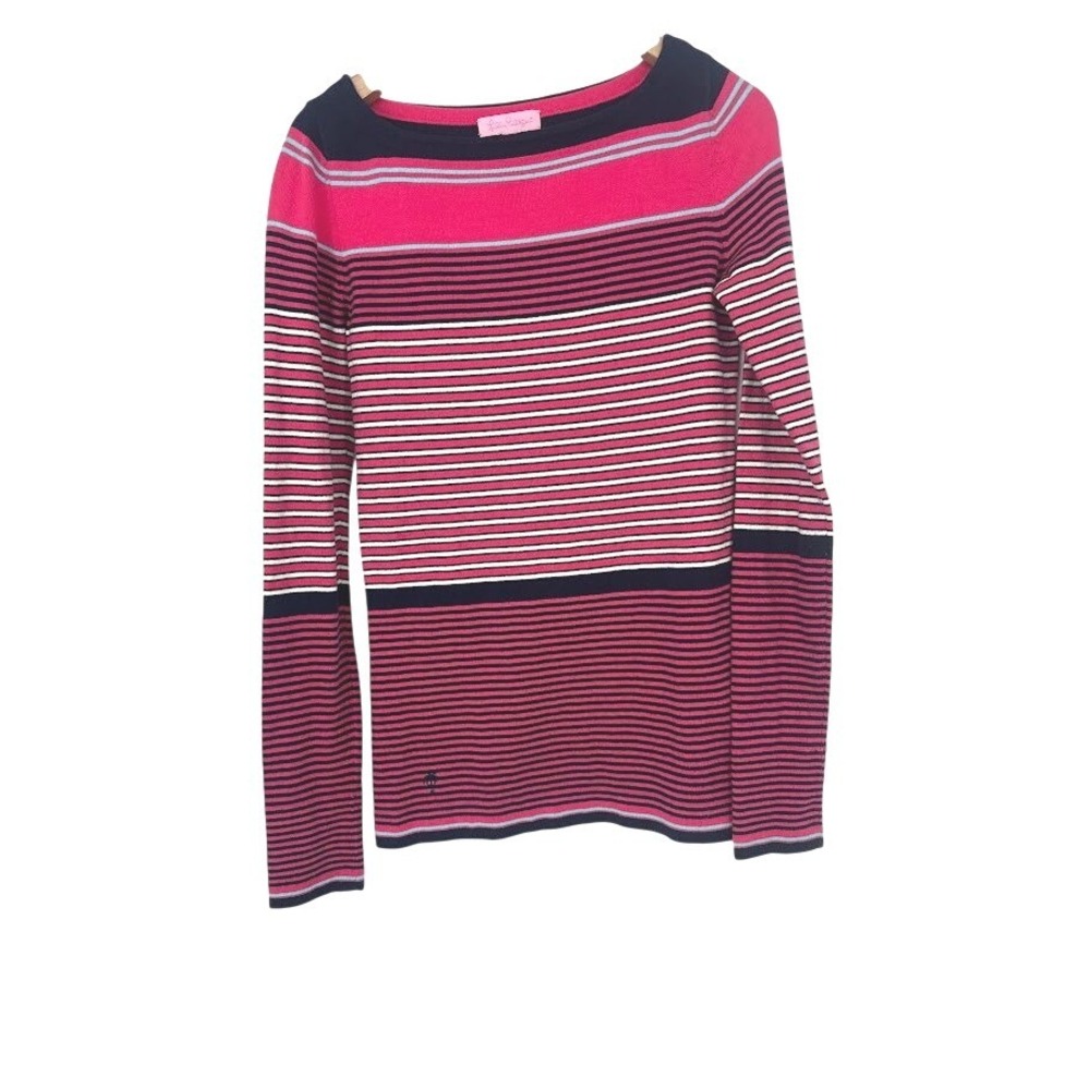 Lilly Pulitzer Maria Sweater Women S Pink Stripe Boat Neck Coastal Preppy Resort